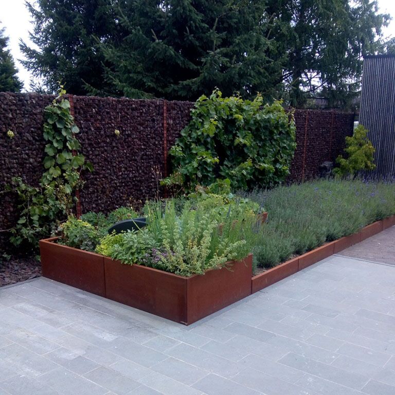 Muro di sostegno diritto in acciaio Corten 100 cm (altezza 30 cm)