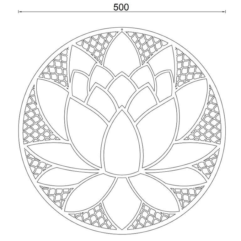 Decorazione da parete in acciaio Corten Fiore di Loto