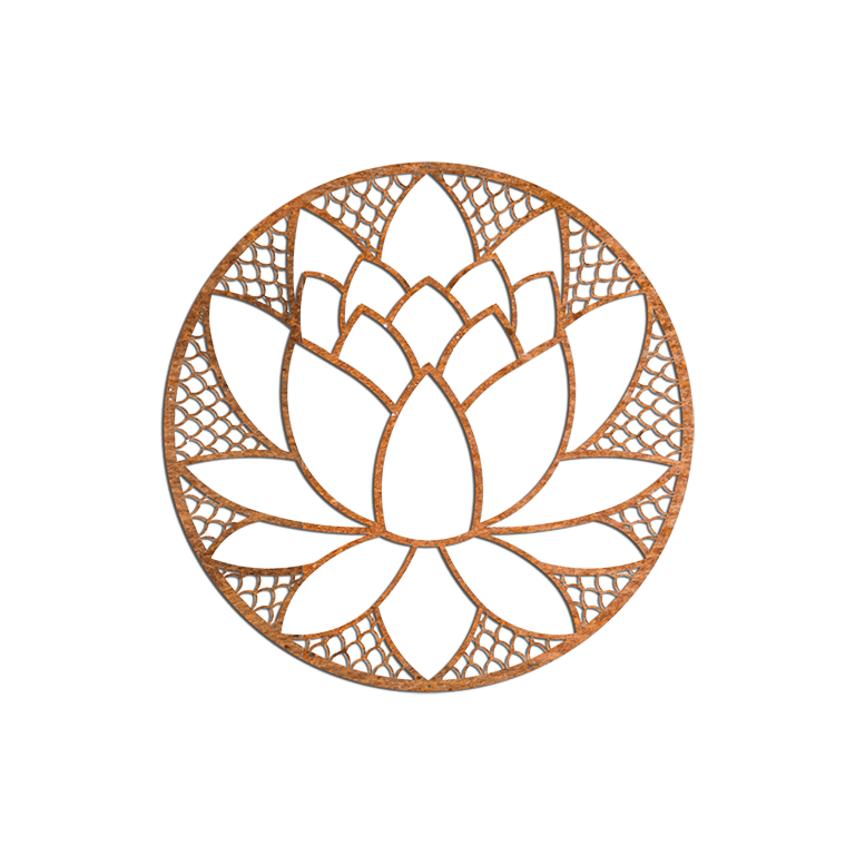 Decorazione da parete in acciaio Corten Fiore di Loto
