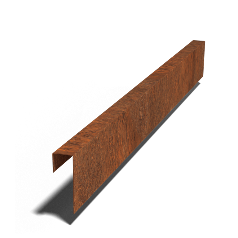 Profilo di sovrapposizione in acciaio Corten 15 x 5 x 5 cm (lunghezza 150 cm)