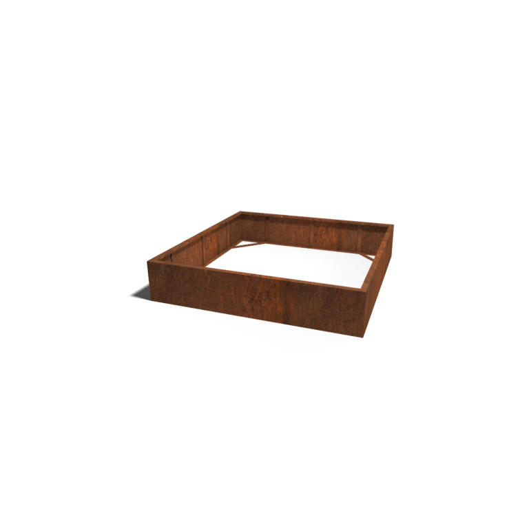 Fioriera in acciaio Corten saldata Montana 200 x 200 x 40 cm
