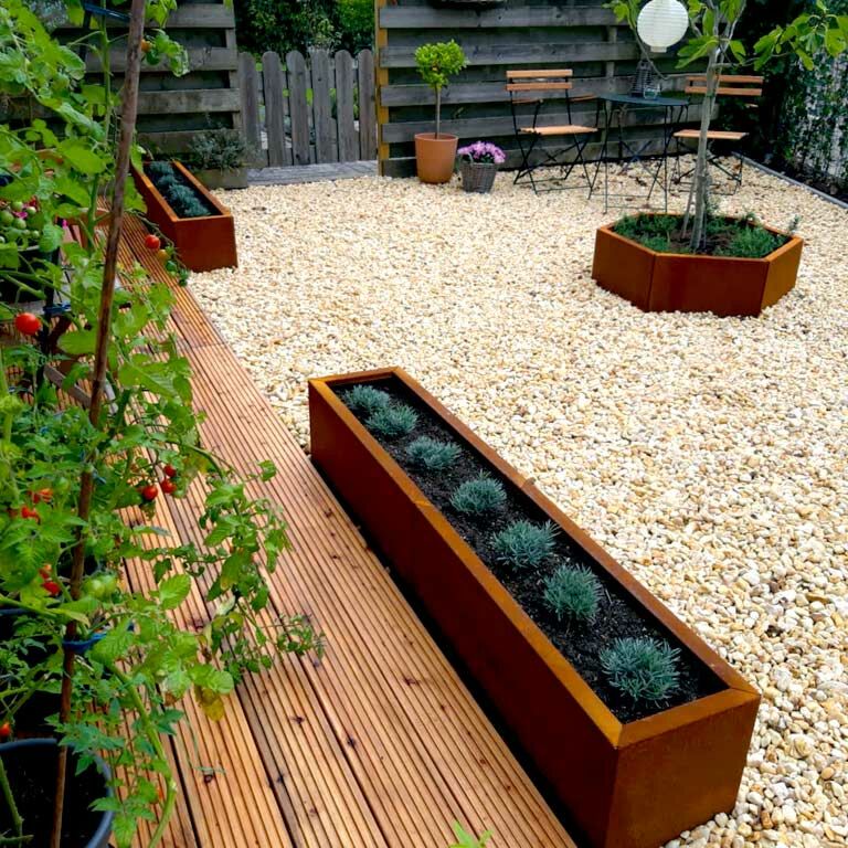Fioriera in acciaio Corten Texas xxl 160 x 30 cm