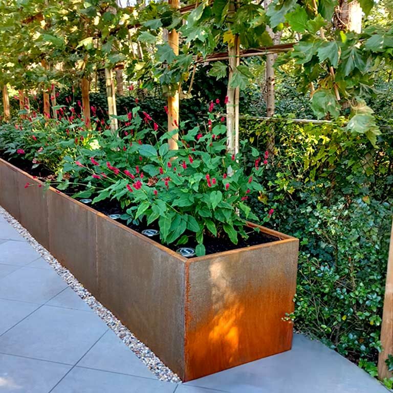 Fioriera in acciaio Corten Texas xxl 500 x 40 cm