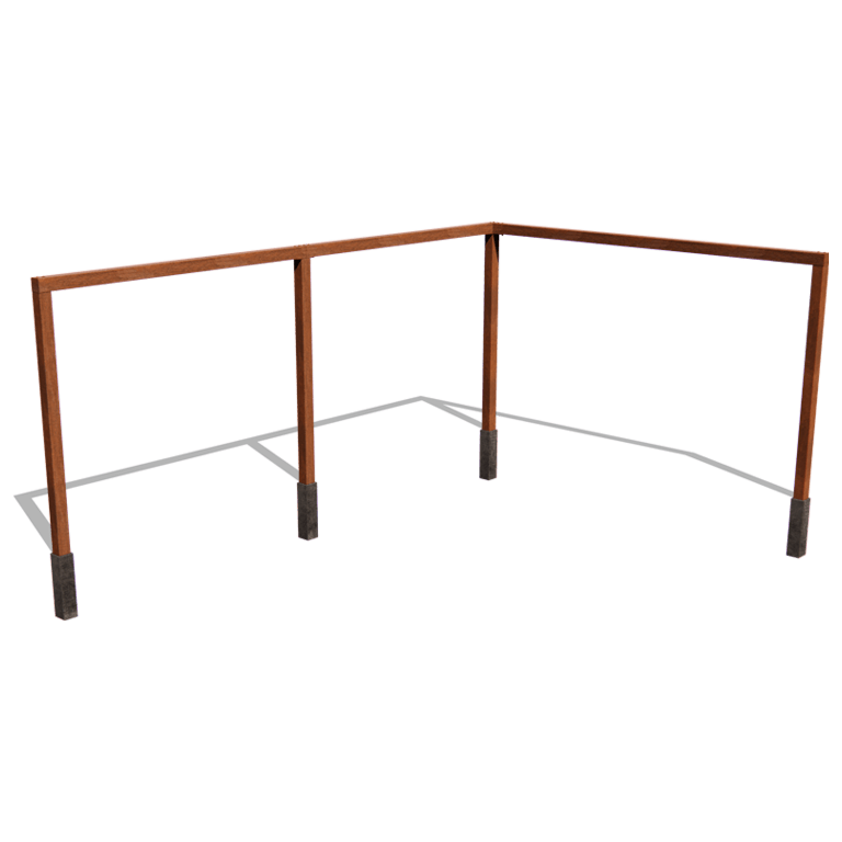Pergola angolare in acciaio corten 600 x 412 cm