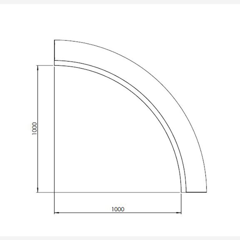 Muro di sostegno in acciaio Corten con curva interna 100 x 100 cm (altezza 30 cm)