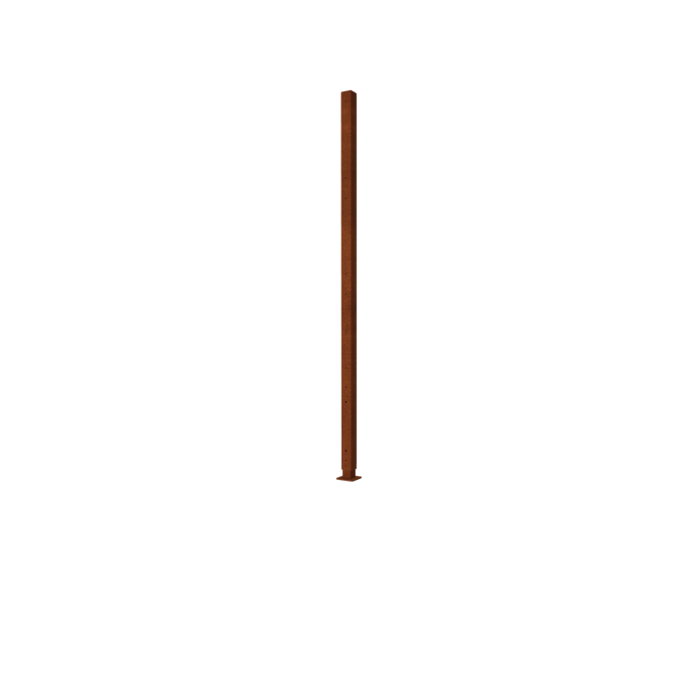 Recinzione in acciaio corten H palo intermedio con piastra di base 190 x 6 x 6 cm