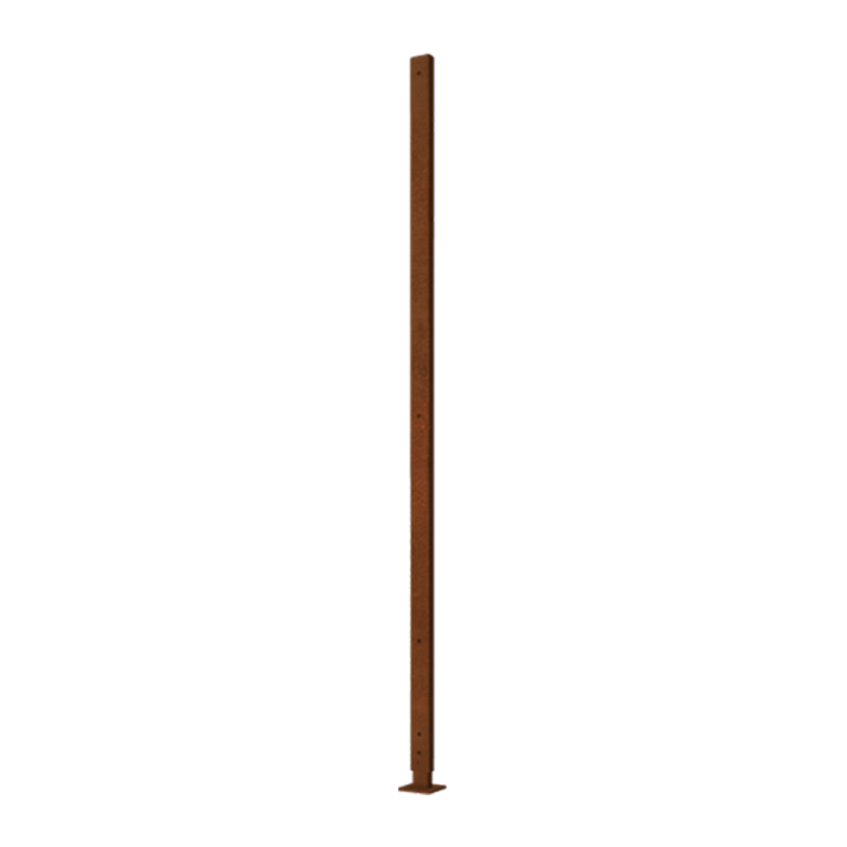Montante in acciaio corten con base piana