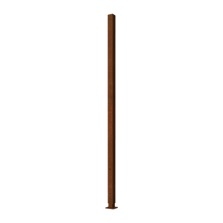 Palo in acciaio corten ad angolo con piastra di base 190 x 6 x 3 cm
