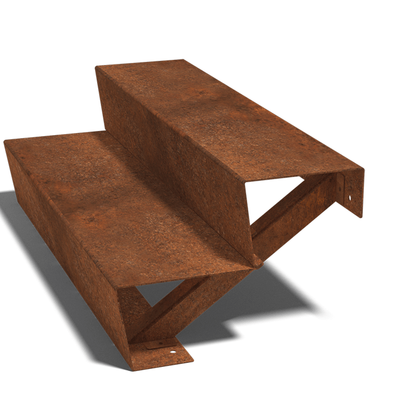 Scaletta in acciaio Corten New York con 2 gradini (larghezza 100 cm)