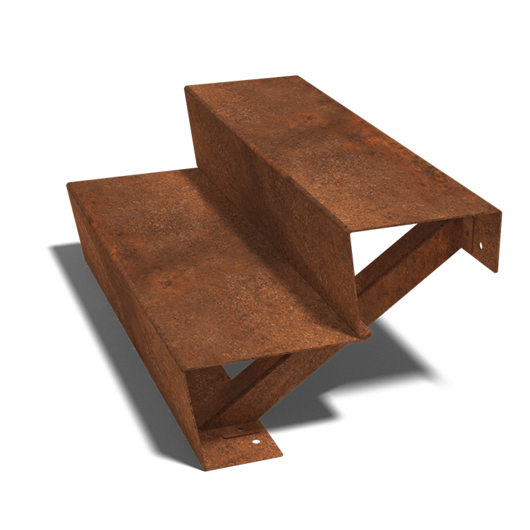 Scaletta in acciaio Corten New York con 2 gradini (larghezza 80 cm)
