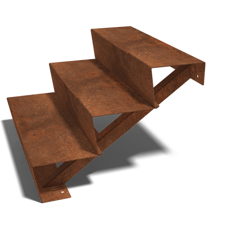 Scaletta in acciaio Corten New York con 3 gradini (larghezza 80 cm)