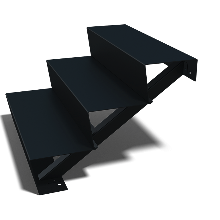 Scaletta nera New York con 3 gradini (larghezza 120 cm)