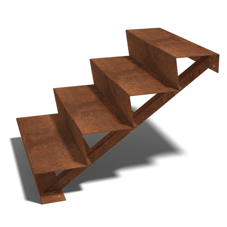 Scaletta in acciaio Corten New York con 4 gradini (larghezza 120 cm)