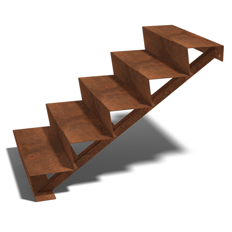 Scaletta in acciaio Corten New York con 5 gradini (larghezza 100 cm)
