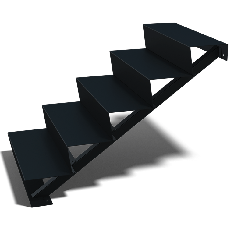 Scaletta nera New York con 5 gradini (larghezza 120 cm)