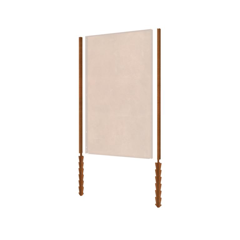 Palo in acciaio corten diritto con picchetto a terra 190 x 6 x 3 cm