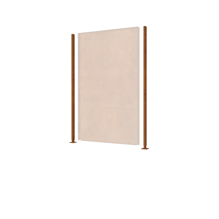 Montante in acciaio corten con base piana