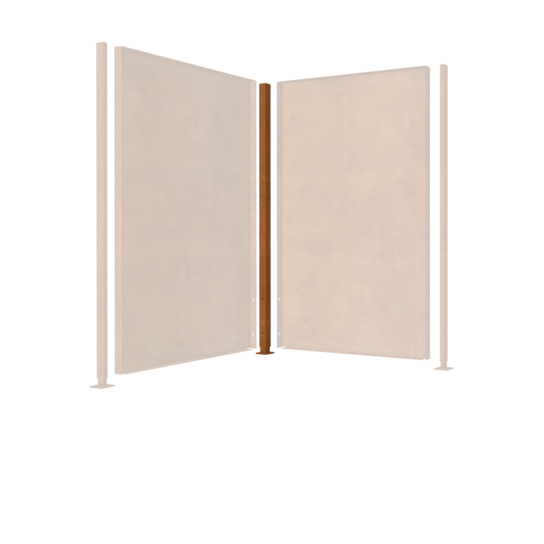 Palo in acciaio corten ad angolo con piastra di base 190 x 6 x 3 cm