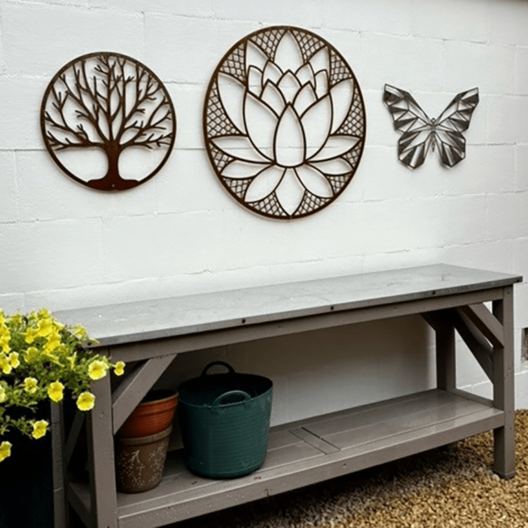 Decorazione da parete in acciaio Corten Fiore di Loto