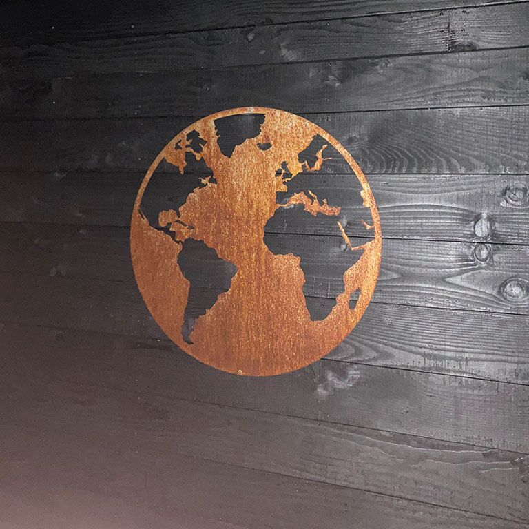 Decorazione da parete in acciaio Corten Mondo