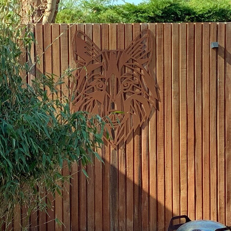 Decorazione da parete in acciaio Corten Wolf 1.0