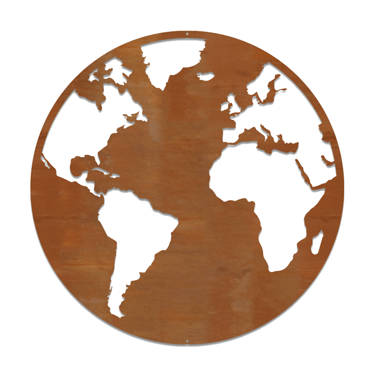 Decorazione da parete in acciaio Corten Mondo