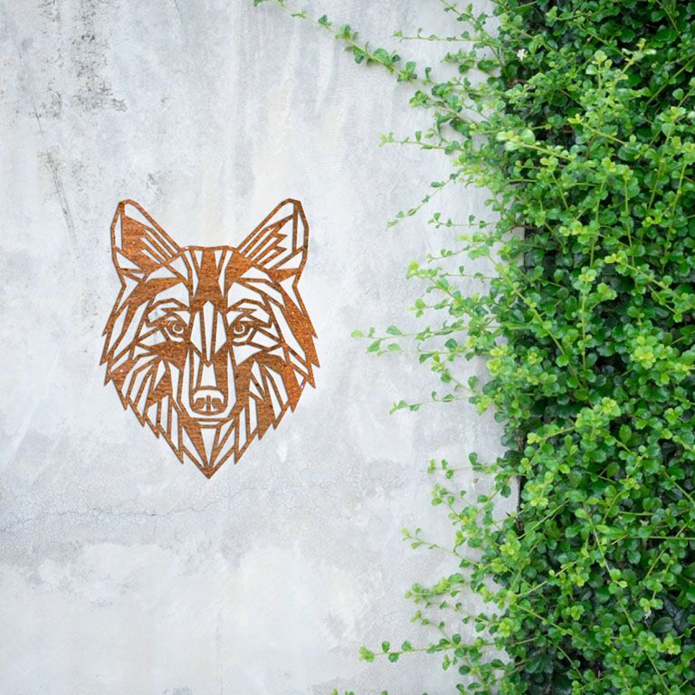 Decorazione da parete in acciaio Corten Wolf 1.0