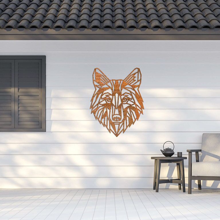 Decorazione da parete in acciaio Corten Wolf 1.0