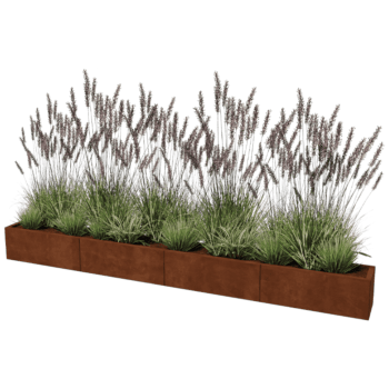Fioriera in acciaio Corten Texas xxl 320 x 30 cm