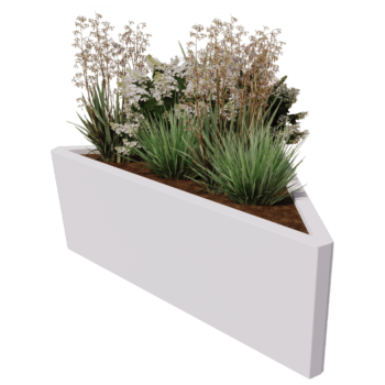 Fioriera in acciaio - Triangolo isoscele - 112,2 x 60,5 x 40 cm - RAL9010 opaco (bianco) - Senza piastra di base