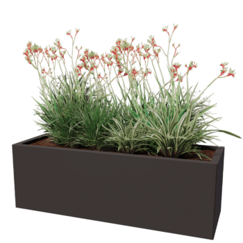 Fioriera in acciaio - Rettangolo - 120 x 40 x 60 cm - Altri colori RAL - Con piastra di base