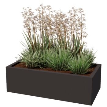 Fioriera in acciaio - Rettangolo - 100 x 50 x 60 cm - Altri colori RAL - Con piastra di base