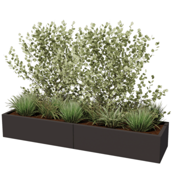 Fioriera XXL in acciaio - Rettangolo - 200 x 50 x 40 cm - RAL9010 opaco (bianco) - Senza piastra di base