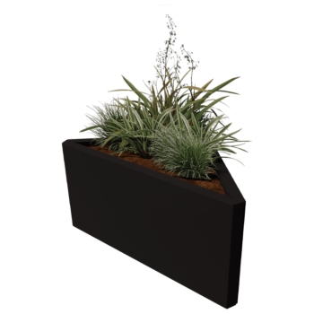Fioriera in acciaio - Triangolo isoscele - 83,9 x 46,4 x 40 cm - RAL9005 opaco (nero) - Senza piastra di base