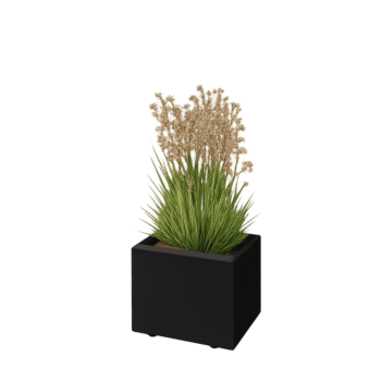 Fioriera in acciaio - Rettangolo - 40 x 30 x 30 cm - RAL9005 opaco (nero) - Con piastra di base - Con piedi