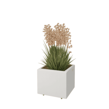 Fioriera in acciaio - Rettangolo - 40 x 30 x 30 cm - RAL9010 opaco (bianco) - Con piastra di base - Con piedi
