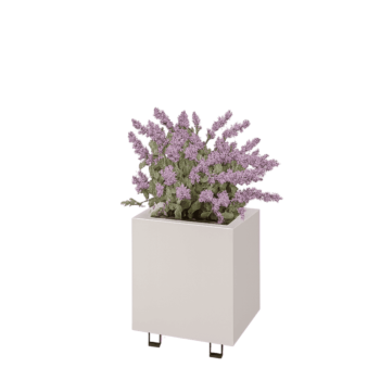 Fioriera in acciaio - Rettangolo - 40 x 30 x 40 cm - RAL9010 opaco (bianco) - Con piastra di base - Con ruote
