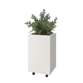 Fioriera in acciaio - Rettangolo - 40 x 30 x 60 cm - RAL9010 opaco (bianco) - Con piastra di base - Con ruote