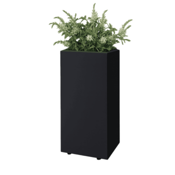 Fioriera in acciaio - Rettangolo - 40 x 30 x 80 cm - RAL9005 opaco (nero) - Con piastra di base - Con piedi
