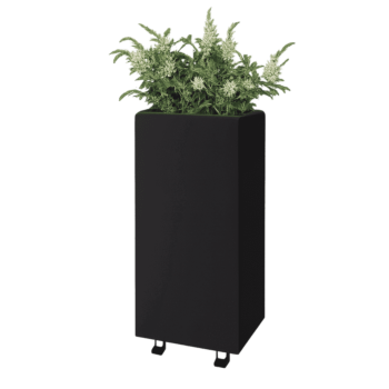 Fioriera in acciaio - Rettangolo - 40 x 30 x 80 cm - RAL9005 opaco (nero) - Con piastra di base - Con ruote