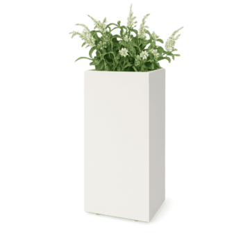 Fioriera in acciaio - Rettangolo - 40 x 30 x 80 cm - RAL9010 opaco (bianco) - Con piastra di base - Con piedi