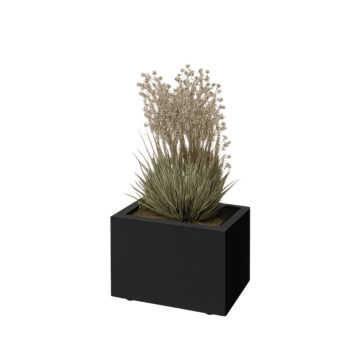 Fioriera in acciaio - Rettangolo - 50 x 30 x 30 cm - RAL9005 opaco (nero) - Con piastra di base - Con piedi