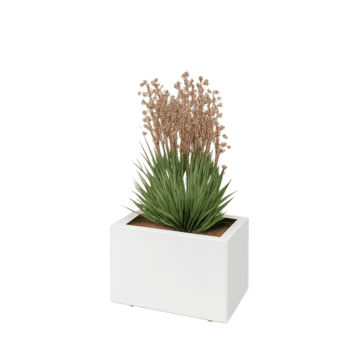 Fioriera in acciaio - Rettangolo - 50 x 30 x 30 cm - RAL9010 opaco (bianco) - Con piastra di base - Con piedi