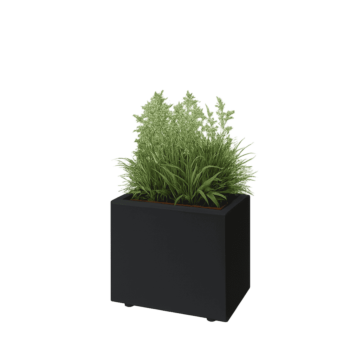 Fioriera in acciaio - Rettangolo - 50 x 30 x 40 cm - RAL9005 opaco (nero) - Con piastra di base - Con piedi