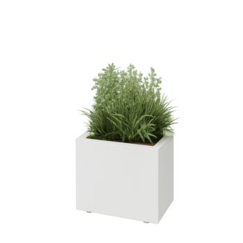 Fioriera in acciaio - Rettangolo - 50 x 30 x 40 cm - RAL9010 opaco (bianco) - Con piastra di base - Con piedi
