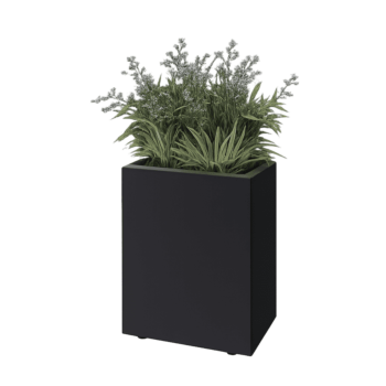 Fioriera in acciaio - Rettangolo - 50 x 30 x 60 cm - RAL9005 opaco (nero) - Con piastra di base - Con piedi