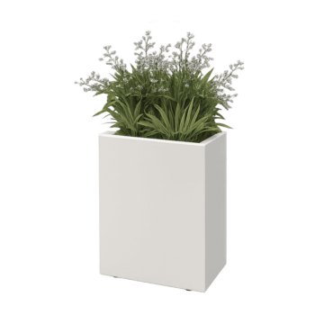 Fioriera in acciaio - Rettangolo - 50 x 30 x 60 cm - RAL9010 opaco (bianco) - Con piastra di base - Con piedi