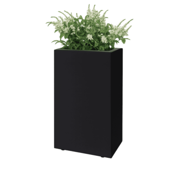 Fioriera in acciaio - Rettangolo - 50 x 30 x 80 cm - RAL9005 opaco (nero) - Con piastra di base - Con piedi