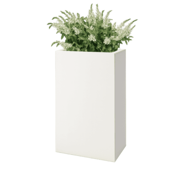 Fioriera in acciaio - Rettangolo - 50 x 30 x 80 cm - RAL9010 opaco (bianco) - Con piastra di base - Con piedi