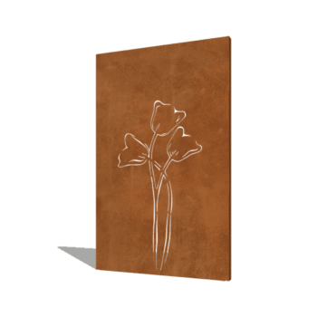 Pannello in acciaio corten con tulipano simmetrico 120 x 6 x 190 cm